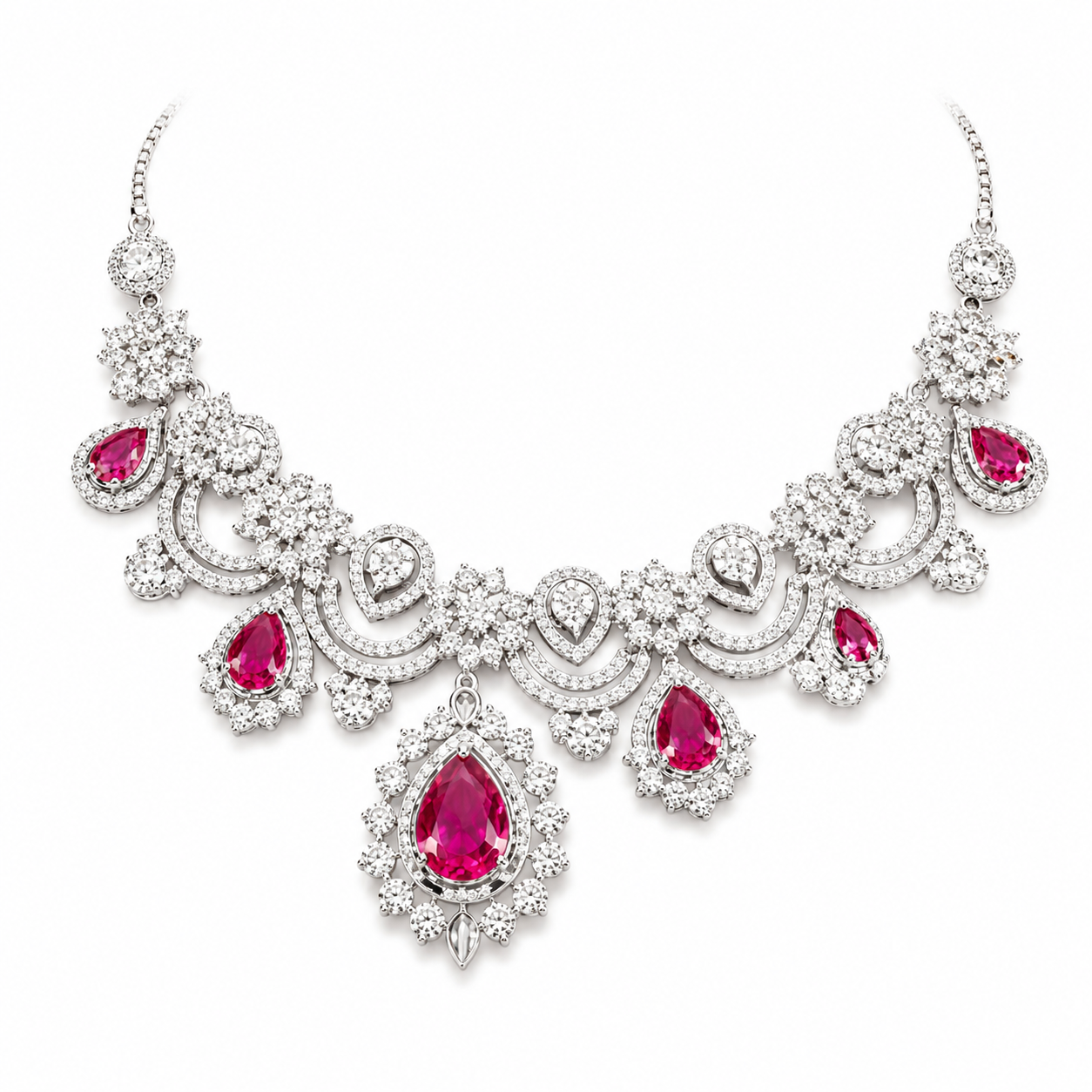 Royal Blush Diamond Ruby Necklace Set