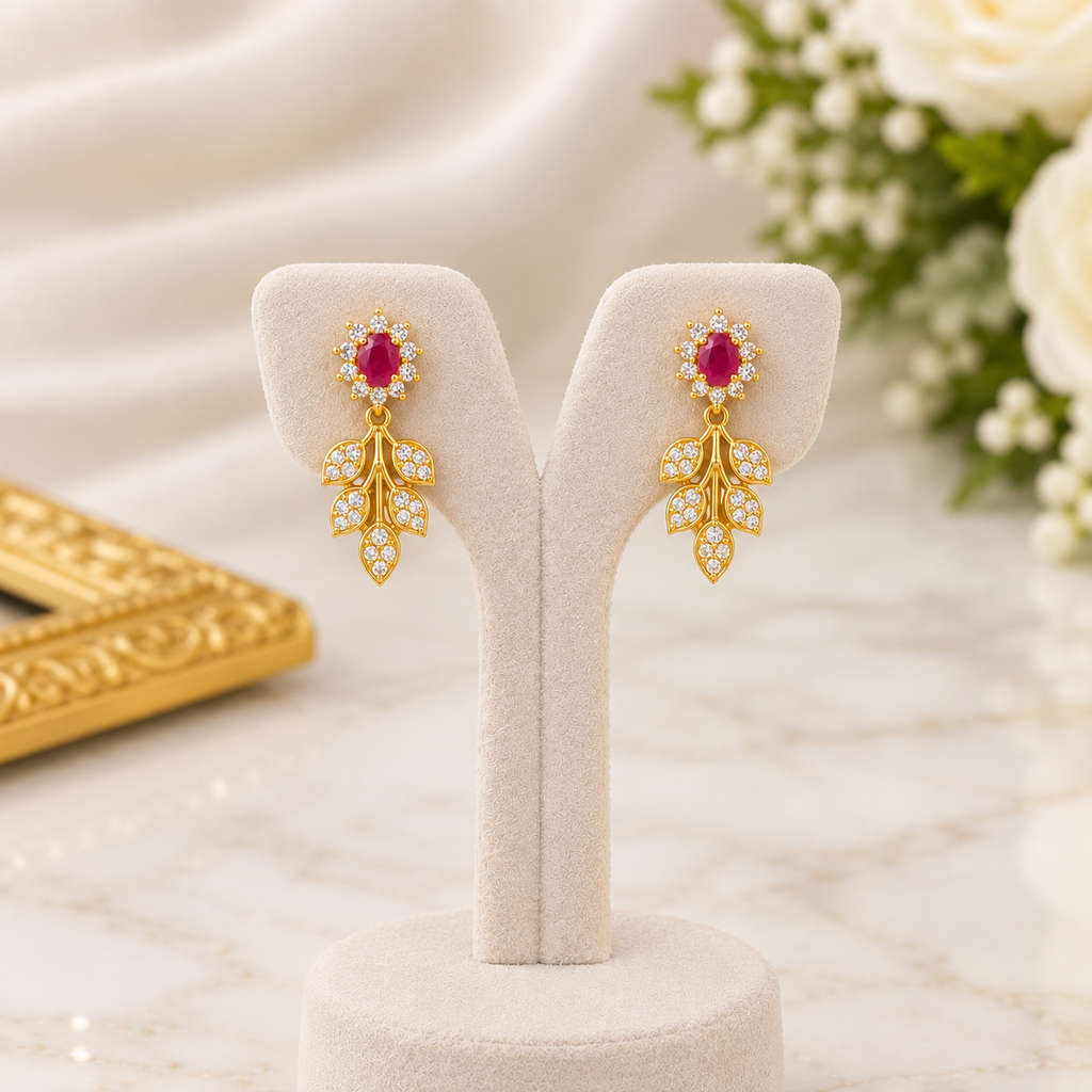 Ruby Leaf Elegance Necklace Set