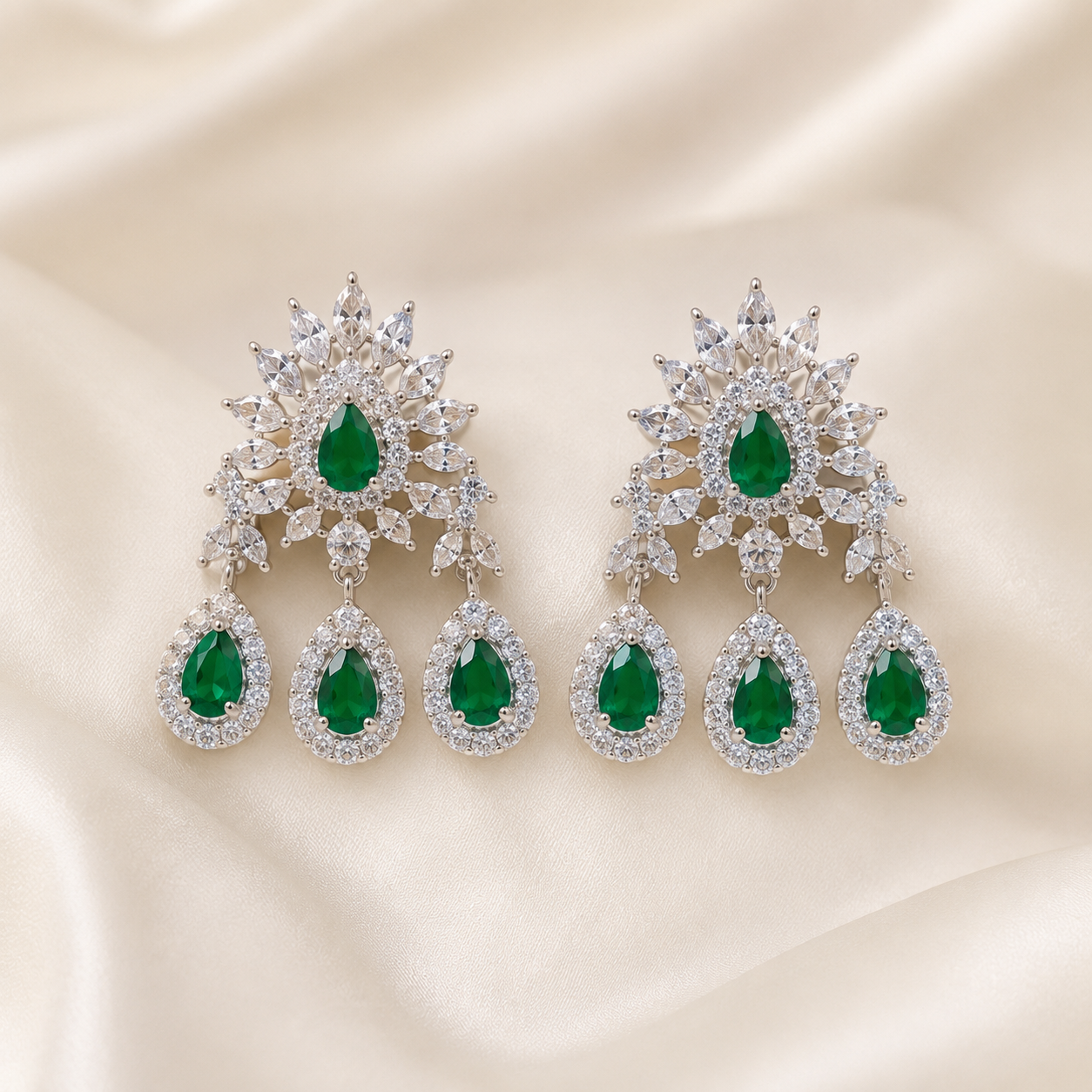 Emerald Green AD Necklace Set