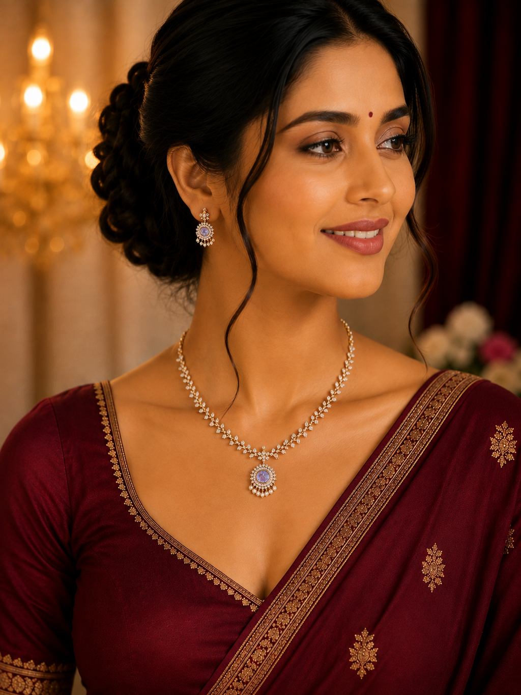 Gold Plated AD Pearl Set