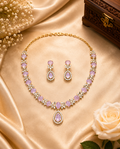 Pink AD Necklace Set for Women