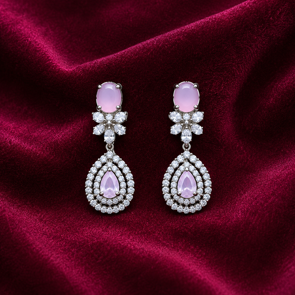 Pink AD Necklace Set for Women