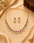 Gold Plated Ruby Red Necklace Set