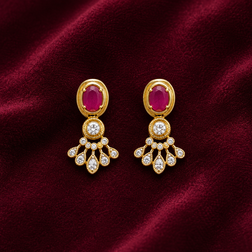 Ruby Pink Stone AD Necklace Set
