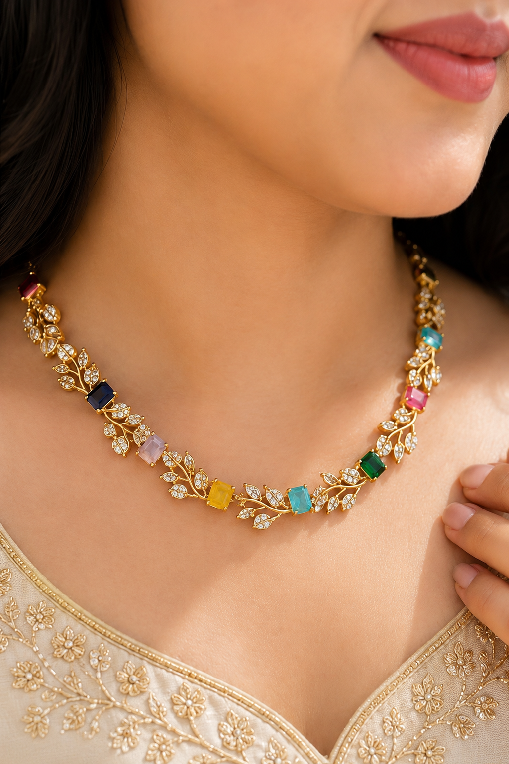 CR Noor Royale AD Necklace Set 166