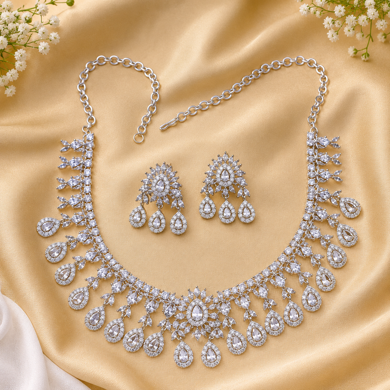 White AD Bridal Necklace Set