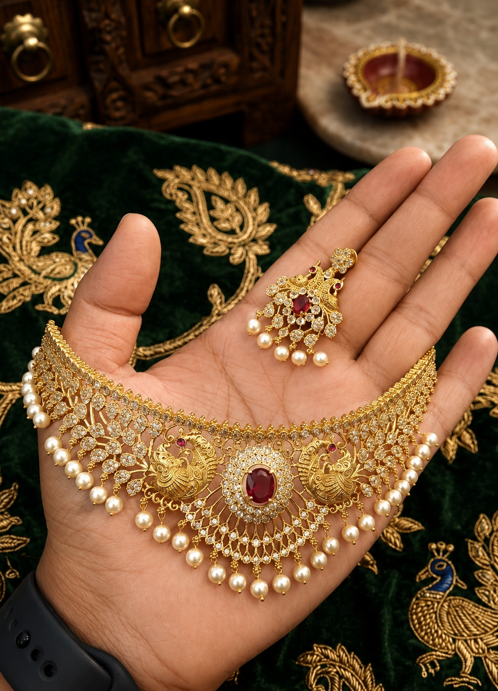 Swarna Peacock Shringar maroon