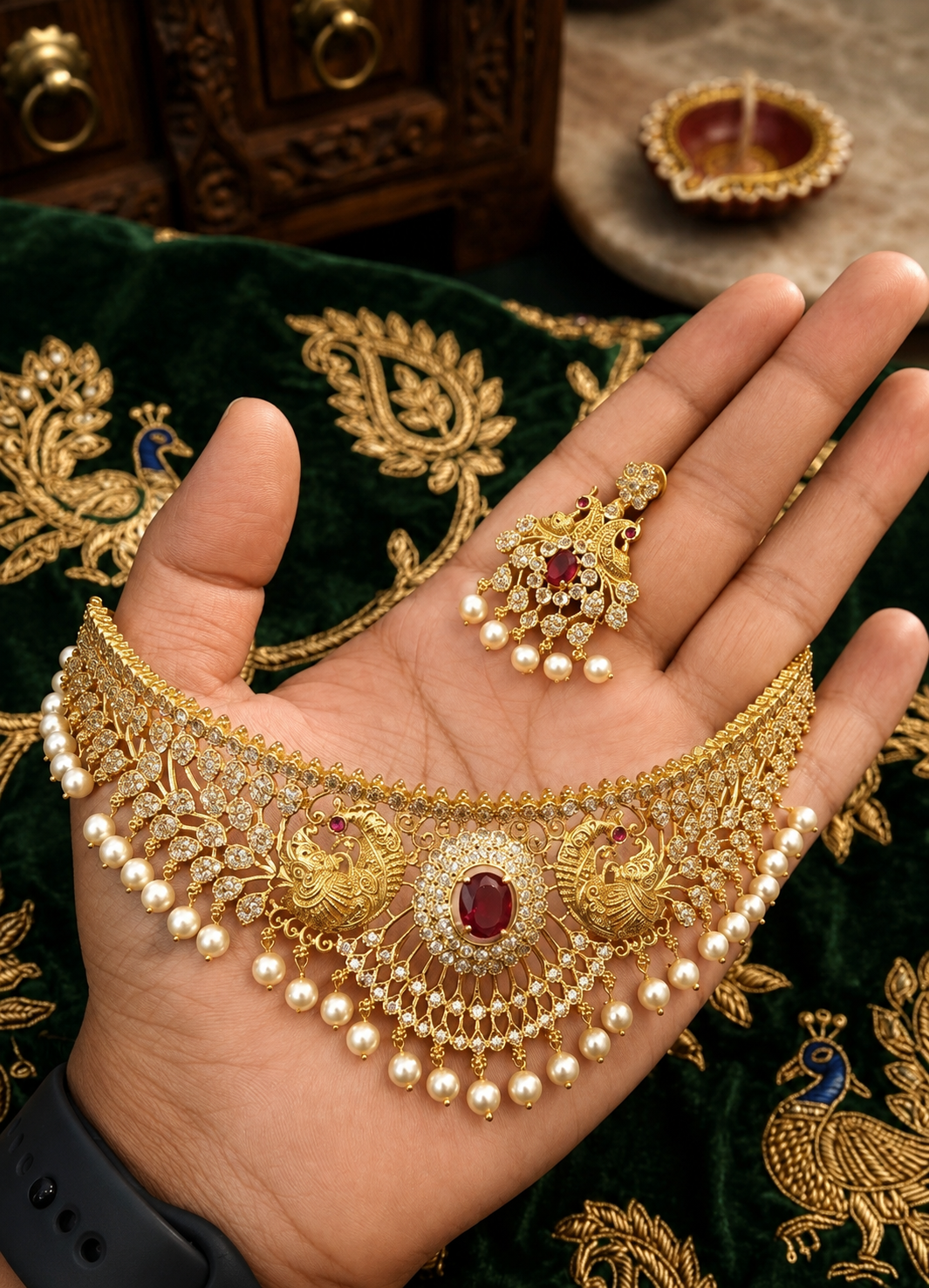 Swarna Peacock Shringar maroon