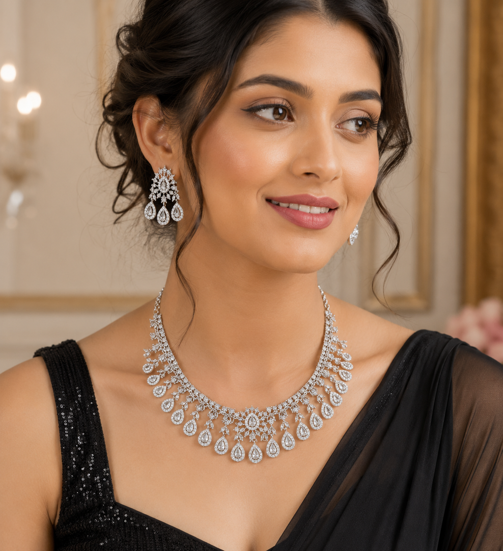 White AD Bridal Necklace Set
