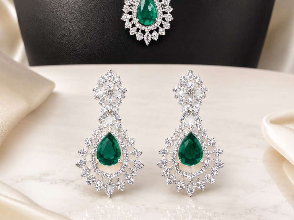 Royal Blush Diamond Ruby Necklace Set green