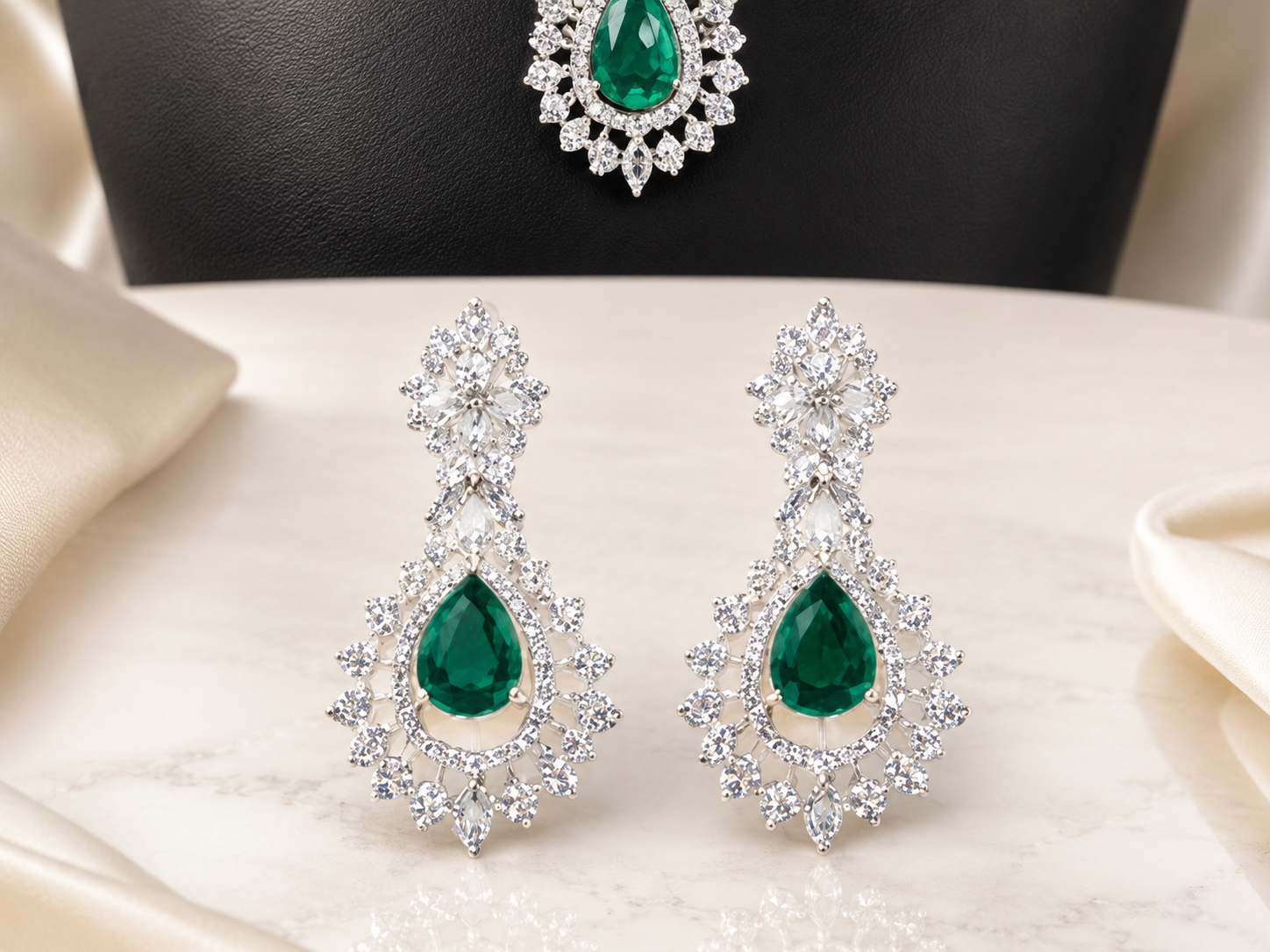 Royal Blush Diamond Ruby Necklace Set green