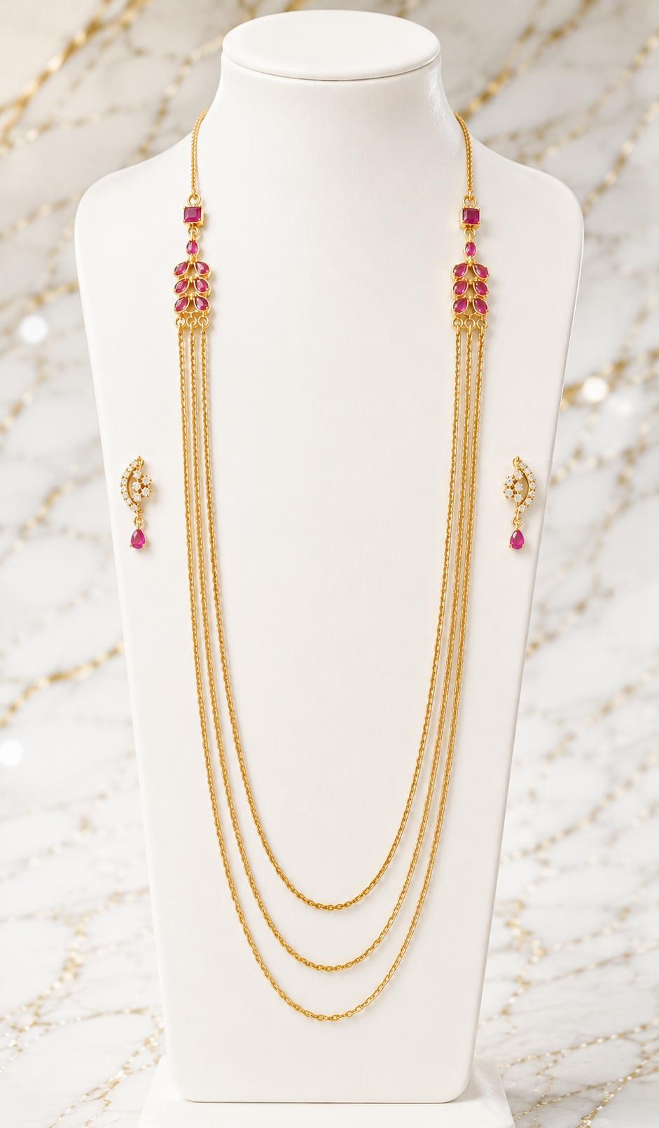 Rosi necklace set with long chain necklace and earrings
