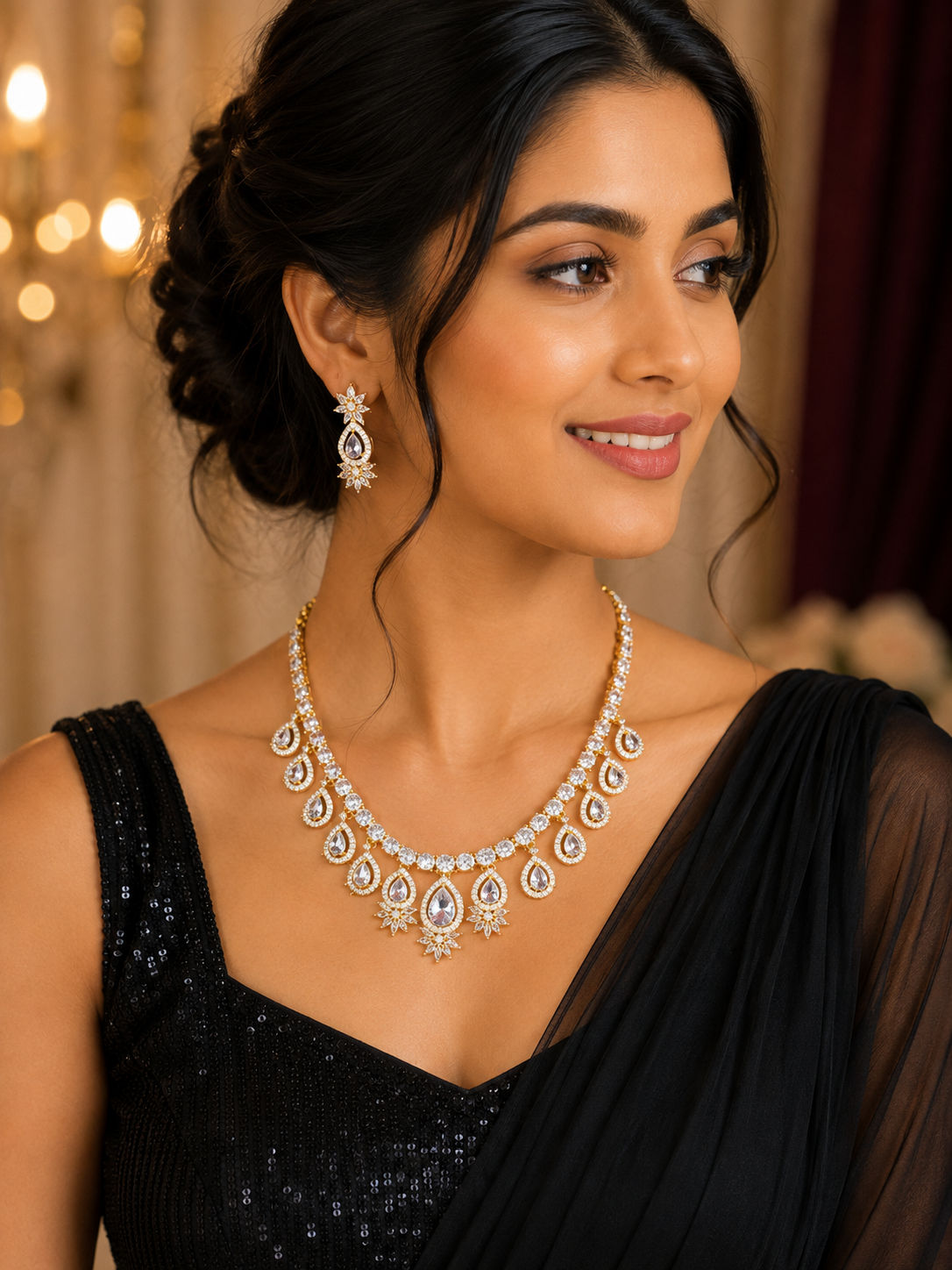 White AD Teardrop Necklace Set