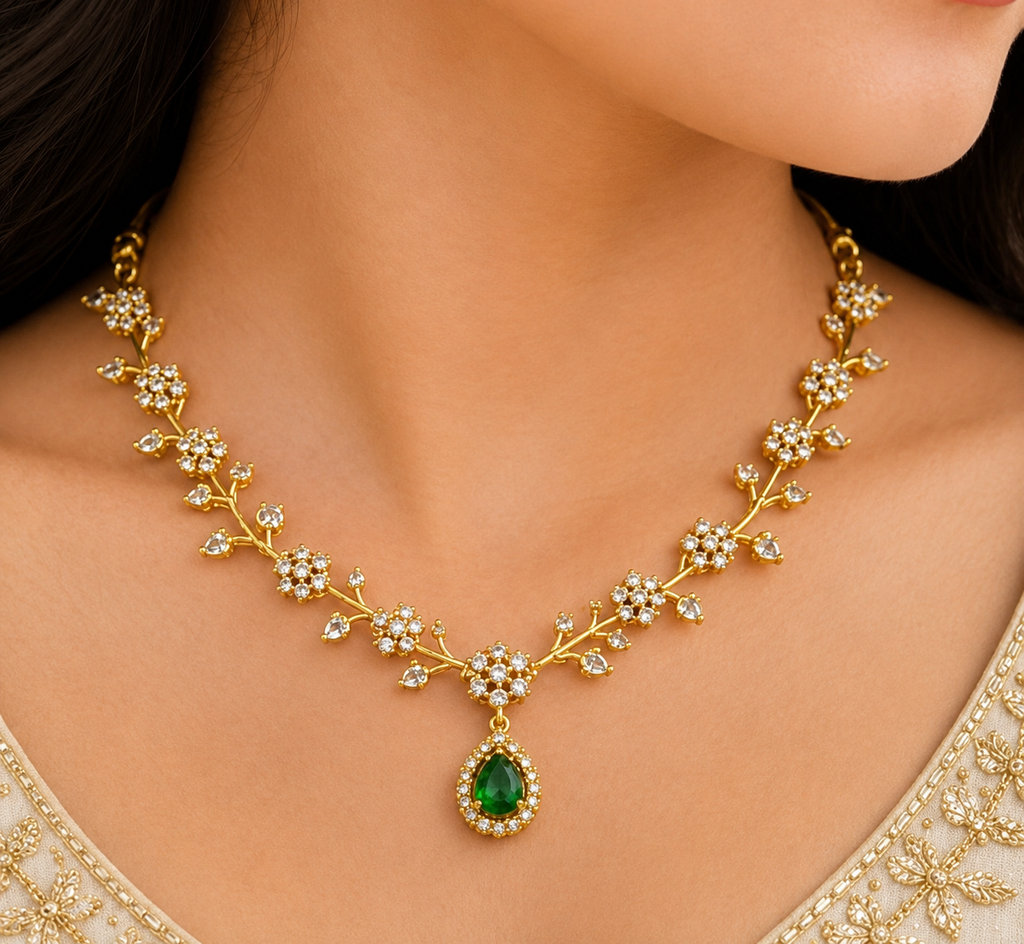 CR Noor Royale AD Necklace Set 163