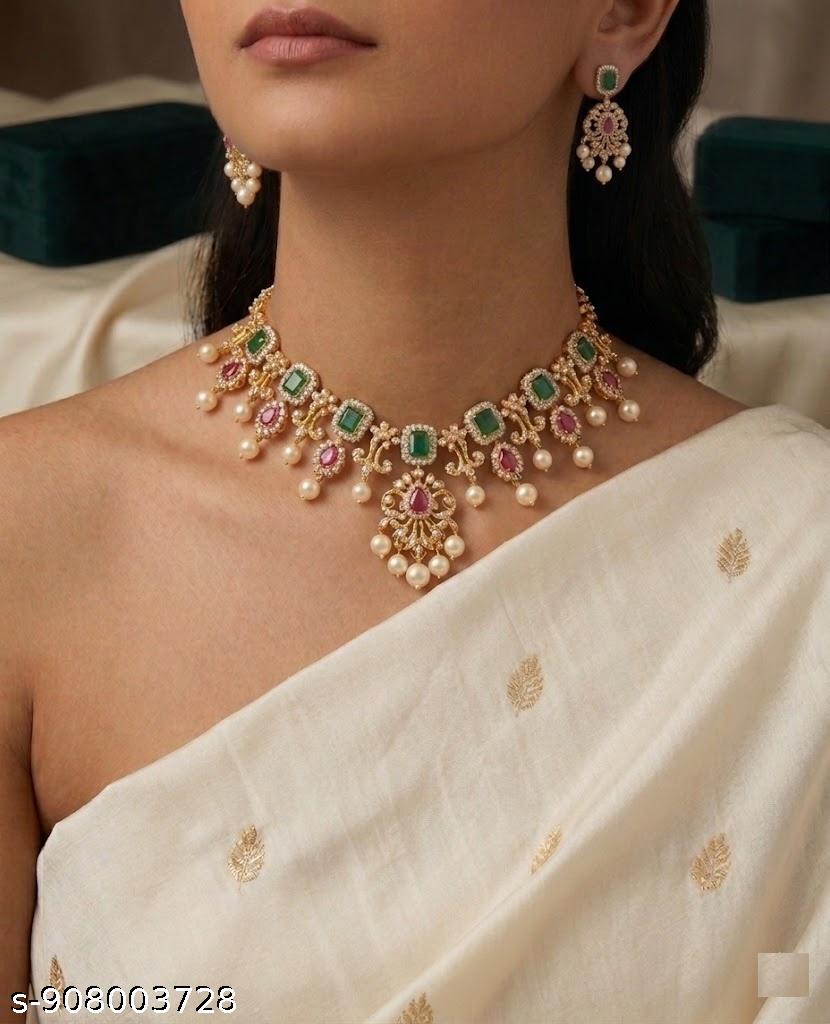 Royal Kundan Emerald Pearl Necklace Set