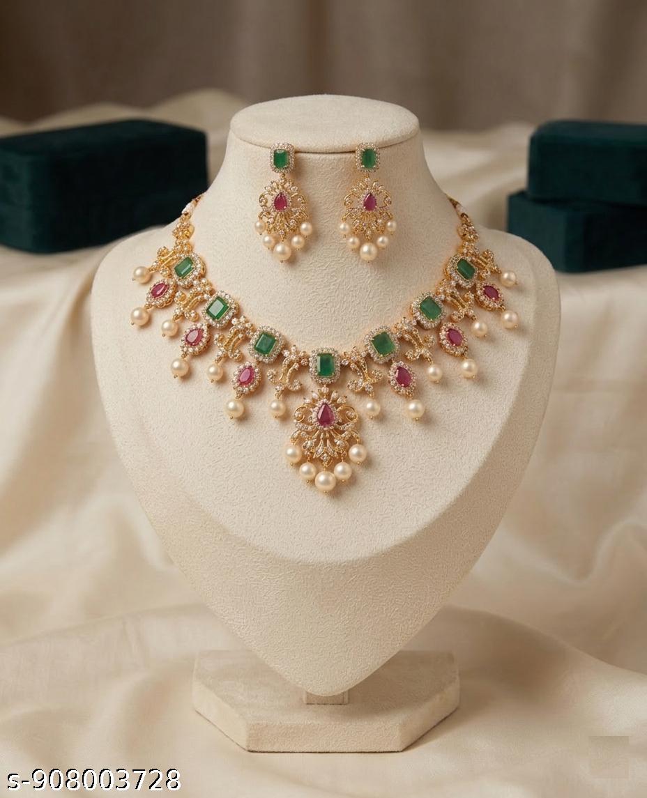 Royal Kundan Emerald Pearl Necklace Set